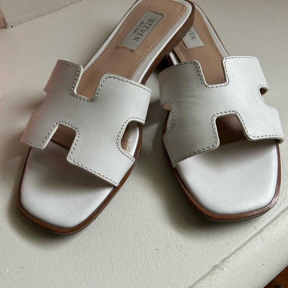 Steve Madden White Slide Sandals